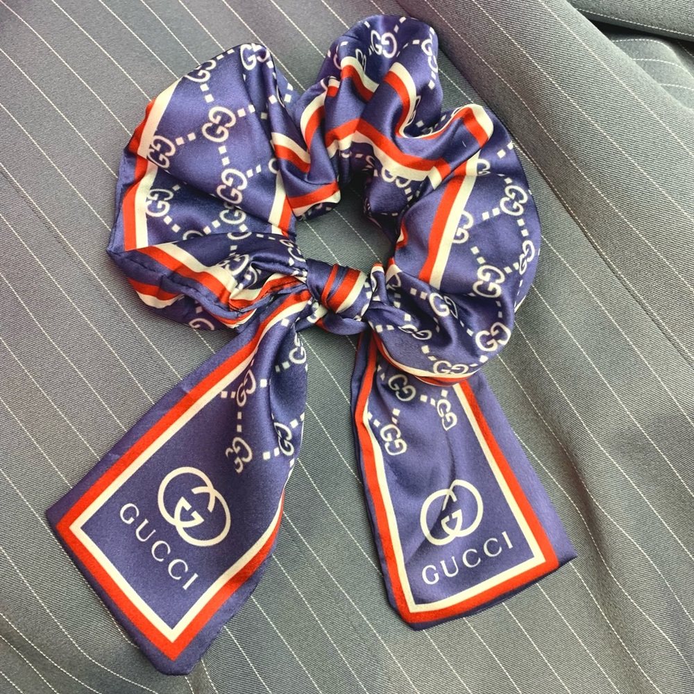 Large Satin Blue Scrunchie